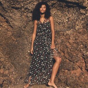 Doen Black Floral Maxi Dress